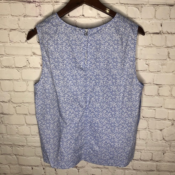 Gap Blue Floral Side Vent 100% cotton Tank Cottagecore casual modest - Picture 6 of 6